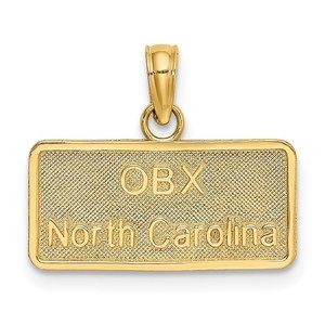 14k Yellow Gold Small Travel OBX NORTH CAROLINA License Plate Charm